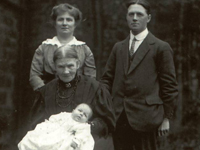 William Oswald Ernest Fail, Martha (nee Wood) and her mother Jane (nee Walker), with baby William Ernest Henry Fail (c1916).